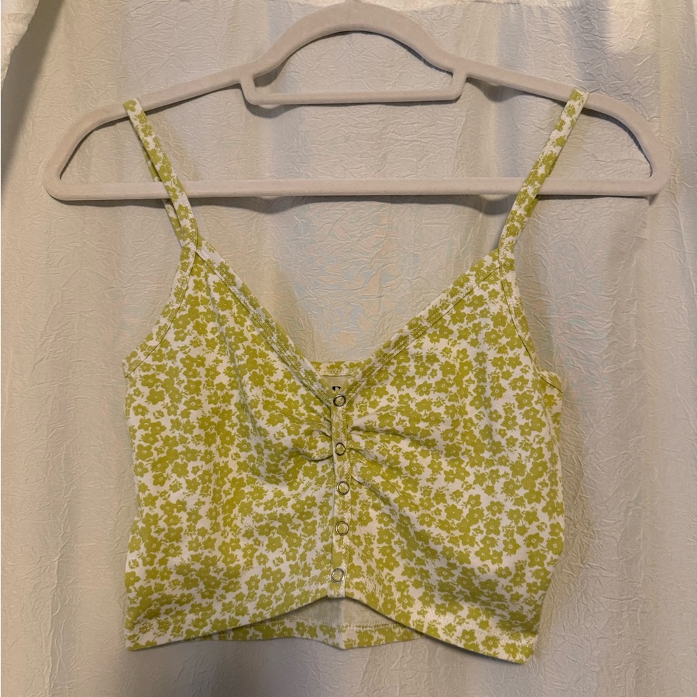 Floral Green Crop Top